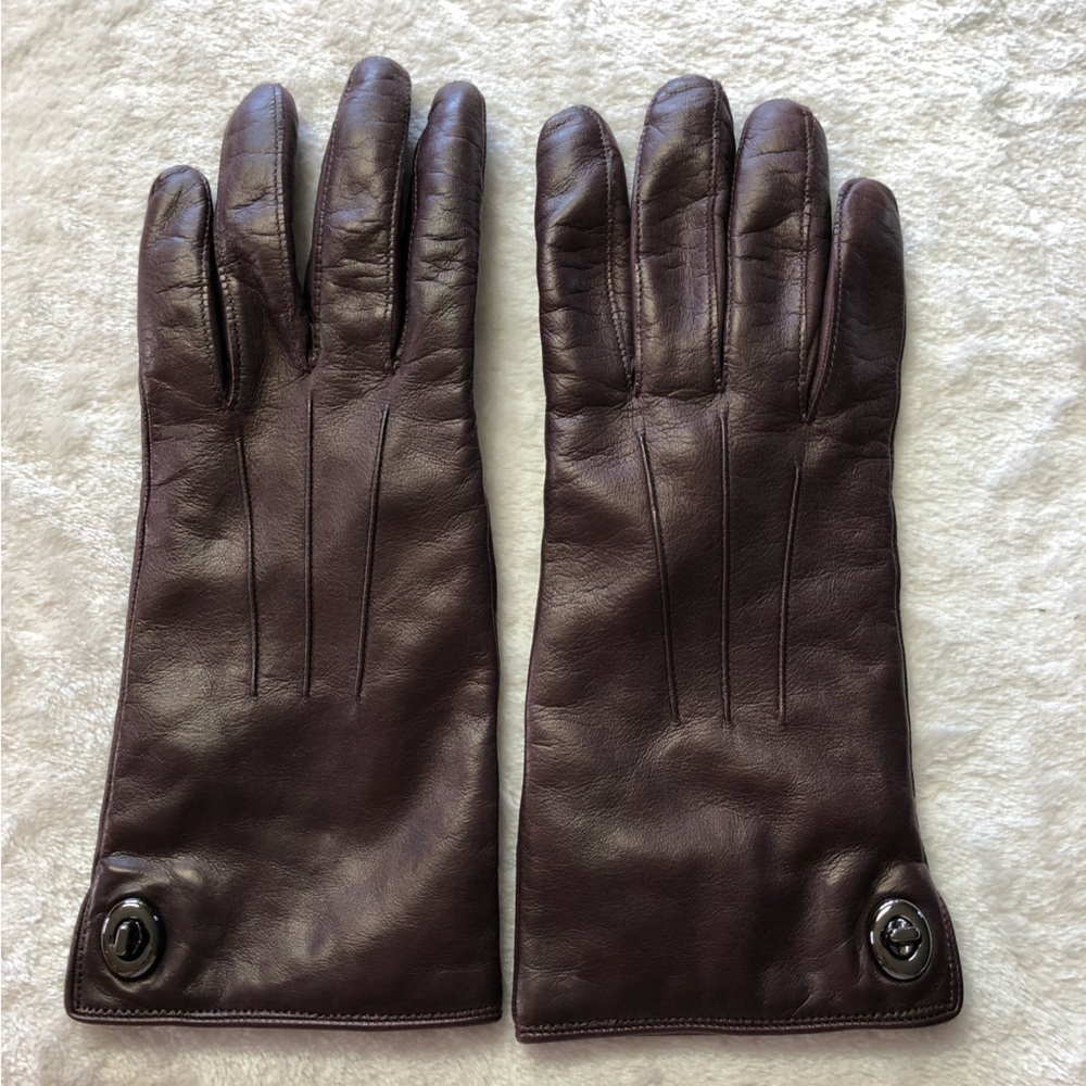 Nwot Coach Oxblood Butter Soft Leather Gloves Size 7
